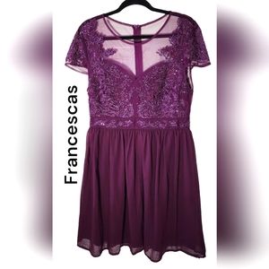 NWT Francesca's purple beaded mini semi formal cocktail dress women's size Large